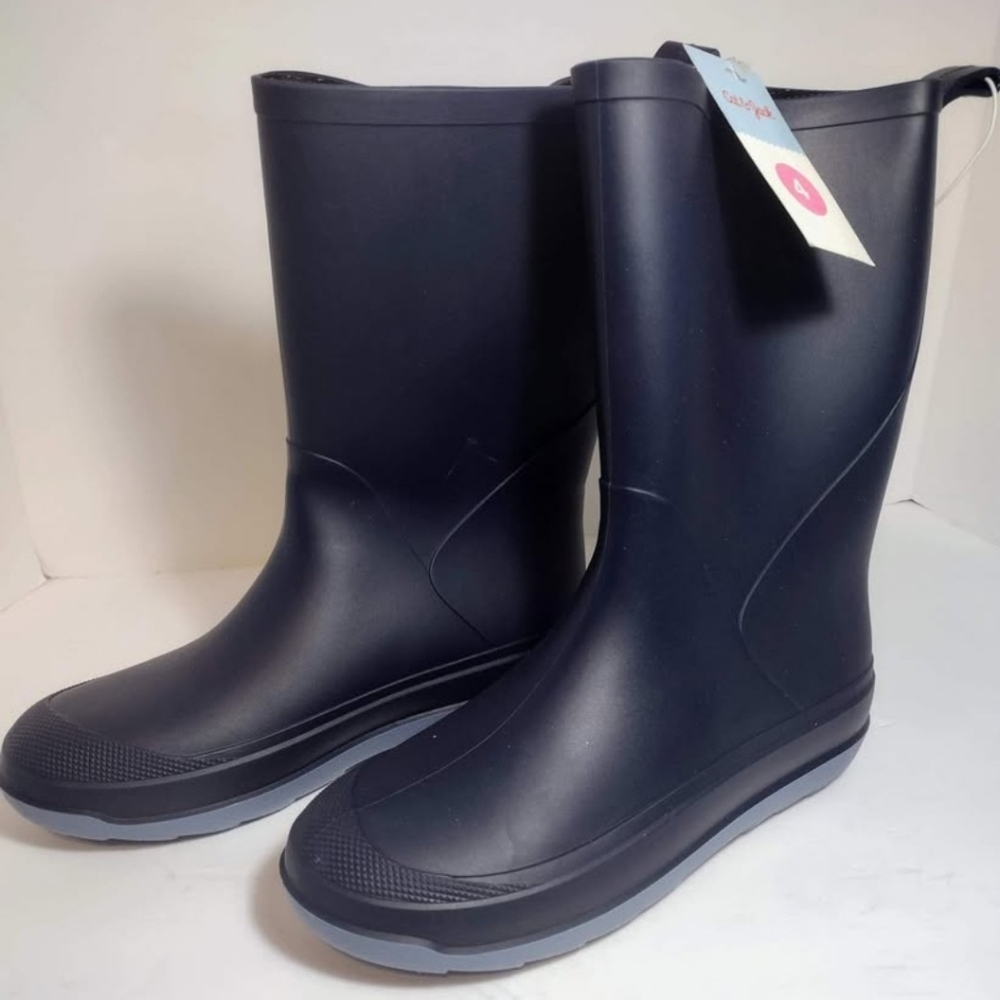 Cat & Jack Kids Slip-On Waterproof Rubber Rain Mud Boots Size 4 NEW w/Tag